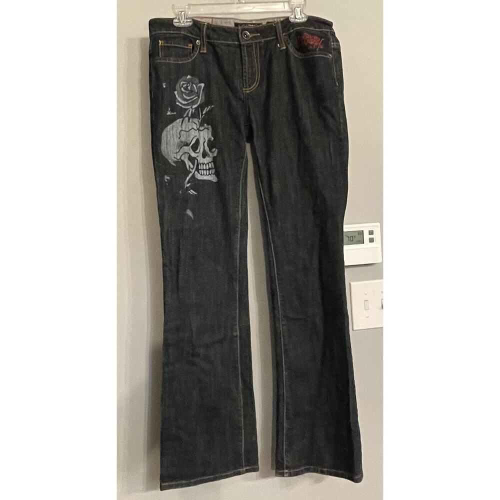Ed Hardy By Christian Audigier Jeans‎ Boot Cut Denim Tattoo Art Y2K Size 31